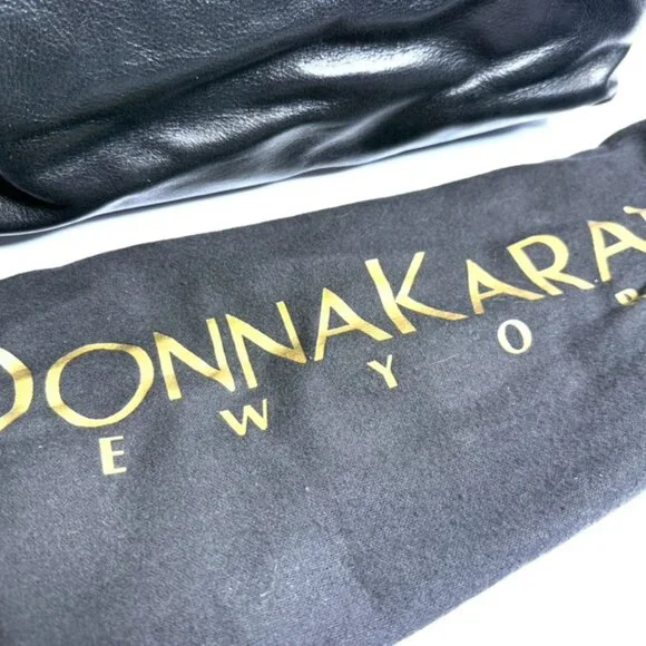 Donna Karan Black Leather Tote w Dust Bag - Picture 2 of 13